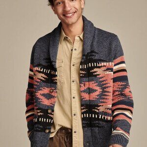 Lucky Brand southwest shawl cardigan — denim multi